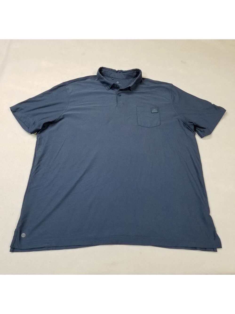 Adidas Polo Shirt Mens Size 2XL Blue Pocket Short Sleeve Golf Jedunn Golf Logo